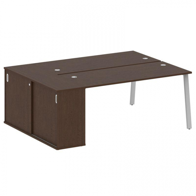 Metal System Рабочая станция с шкафом-купе на А-образном м/к БА.РС-СШК-1.4 Т Венге Цаво/Металл Серый