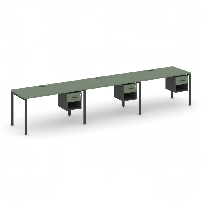 Концепт Рабочая станция односторонняя с подвес. тумбами 3 места CN.ORS-138 A Кобо/Антрацит/Металл Ан