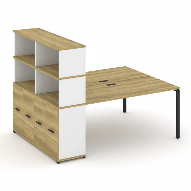 Concept Рабочая станция с опорным распаш. шкафом с надставкой выс. CN.DRS-232 B Дуб Винченцо/Белый Б
