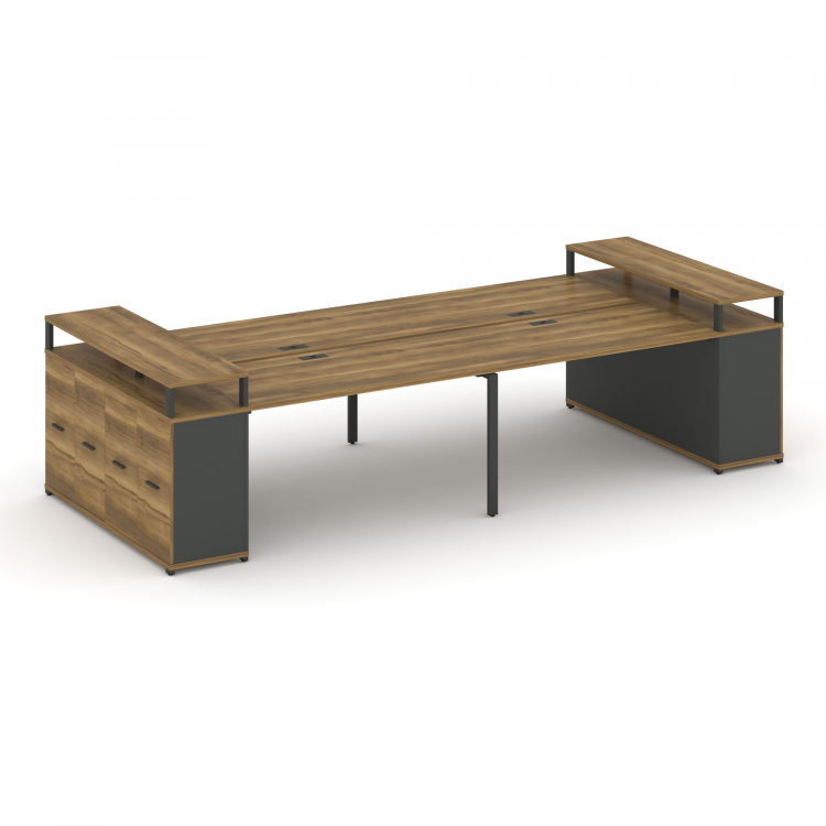 Concept Рабочая станция с опорными распаш. шкафами с верх. горизонтами CN.DRS-266 A Сандал Янтарный