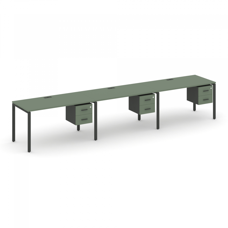 Concept Рабочая станция односторонняя с подвес. тумбами 3 места CN.ORS-136 A Кобо/Антрацит/Металл Ан