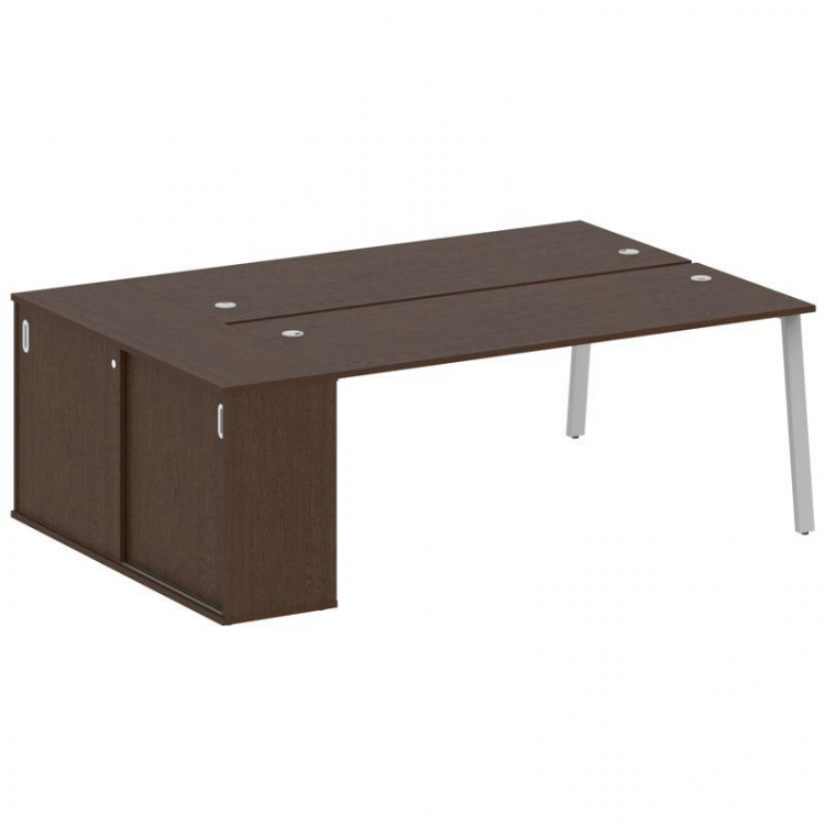 Metal System Рабочая станция с шкафом-купе на А-образном м/к БА.РС-СШК-1.5 Т Венге Цаво/Металл Серый