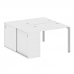 Metal System Рабочая станция с шкафом-купе на П-образном м/к БП.РС-СШК-1.1 Т Белый/Металл Серый 1410