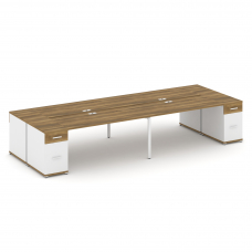 Concept Рабочая станция 4 места с 2 опорными тумбами CN.DRS-432 W Сандал Янтарный/Белый Бриллиант/Ме