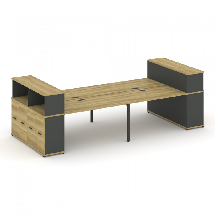 Concept Рабочая станция с опорными распаш. шкафами с надставкой низ. CN.DRS-269 A Дуб Винченцо/Антра