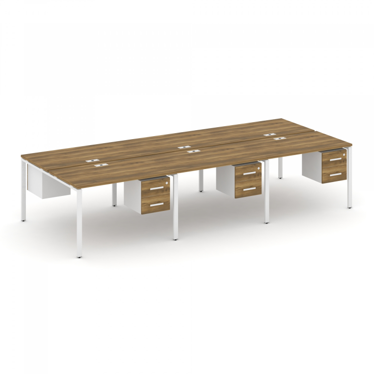 Concept Рабочая станция двухсторонняя с подвес. тумбами на 6 мест CN.DRS-154 W Сандал Янтарный/Белый