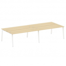 Metal System Рабочая станция на 4 места на А-образном м/к БА.СМ-4.5 Акация Лорка/Металл Белый 3600*1