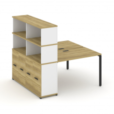 Concept Рабочая станция с опорным распаш. шкафом с надставкой выс. CN.DRS-230 B Дуб Винченцо/Белый Б