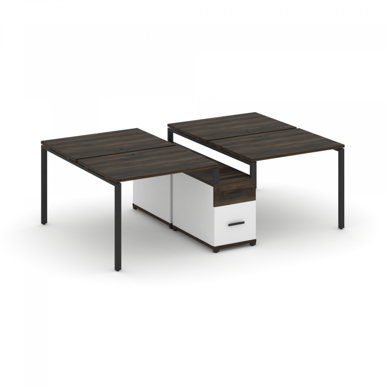 Concept Рабочая станция 4 места с двухсторонней опорной тумбой CN.DRS-313 B Дуб Мали/Белый Бриллиант