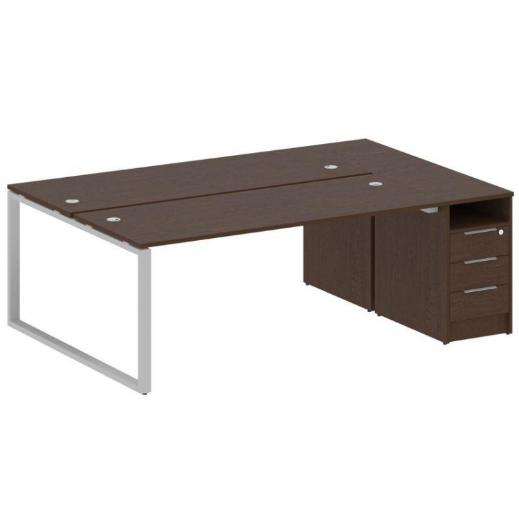 Metal System Рабочая станция с тумбой на О-образном м/к БО.РС-СТП-2.5 Венге Цаво/Металл Серый 2212*1