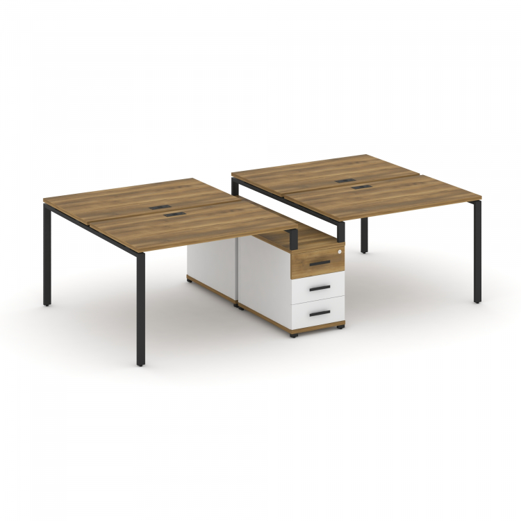 Concept Рабочая станция 4 места с двухсторонней опорной тумбой CN.DRS-310 B Сандал Янтарный/Белый Бр