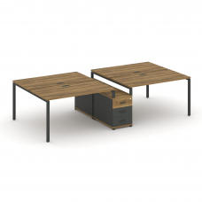Concept Рабочая станция 4 места с двухсторонней опорной тумбой CN.DRS-312 A Сандал Янтарный/Антрацит