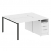 Metal System Рабочая станция с тумбой на П-образном м/к БП.РС-СТП-2.2 Белый/Металл Антрацит 1612*147