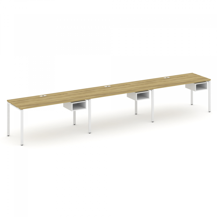Concept Рабочая станция односторонняя с подвес. тумбами 3 места CN.ORS-124 Дуб Винченцо/Белый Брилли