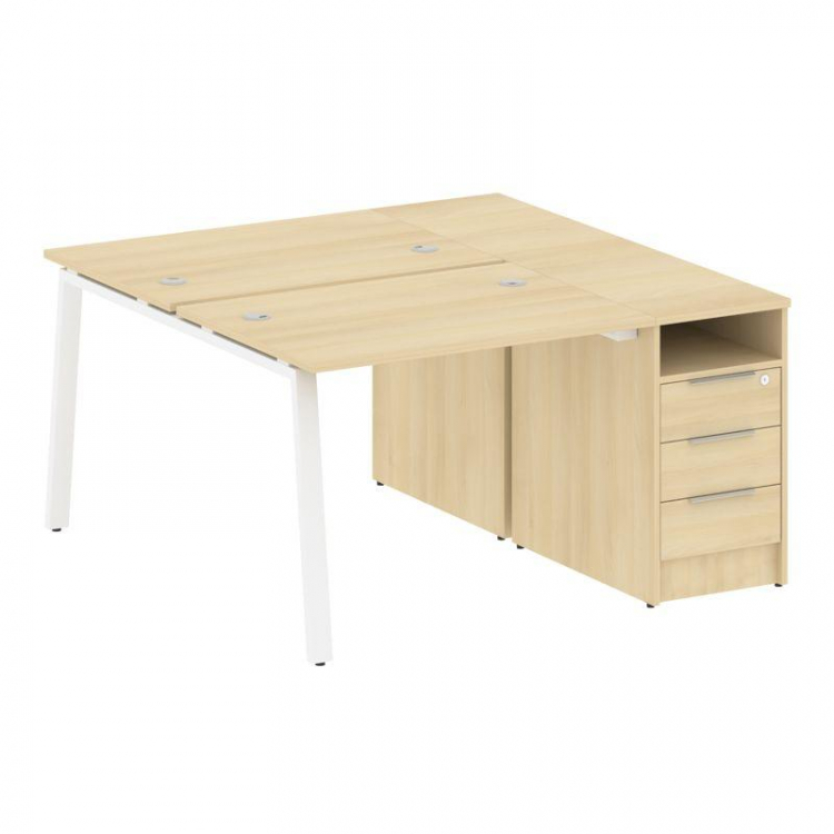 Metal System Рабочая станция с тумбой на А-образном м/к БА.РС-СТП-2.1 Акация Лорка/Металл Белый 1412