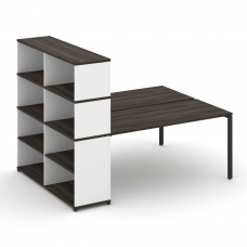 Concept Рабочая станция с опорным стеллажом с надставкой выс. CN.DRS-216 Дуб Мали/Белый Бриллиант/Ме