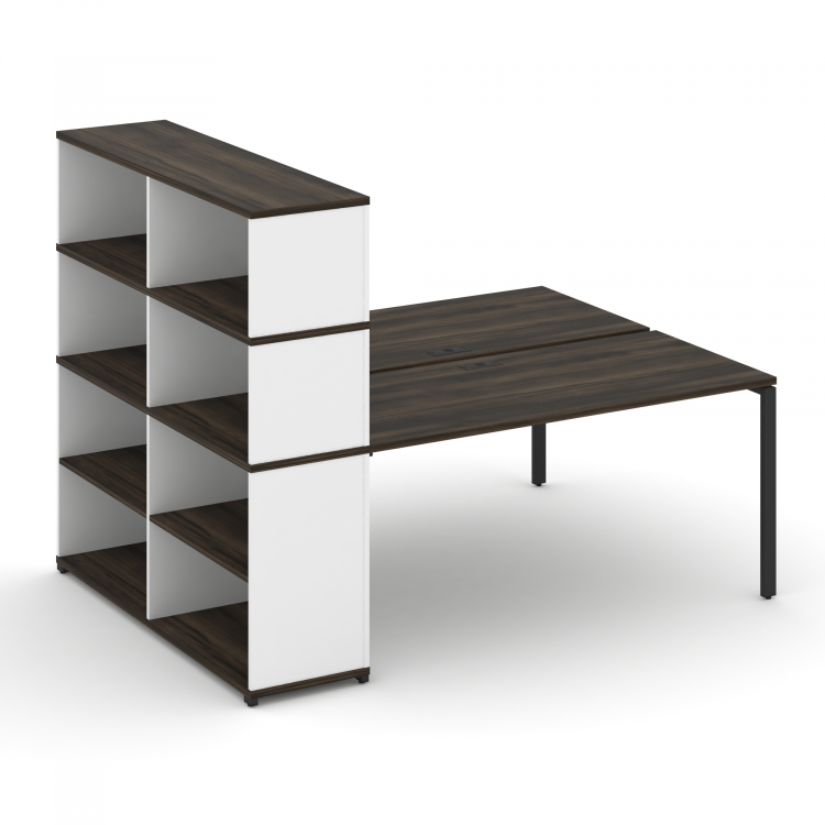 Concept Рабочая станция с опорным стеллажом с надставкой выс. CN.DRS-216 Дуб Мали/Белый Бриллиант/Ме