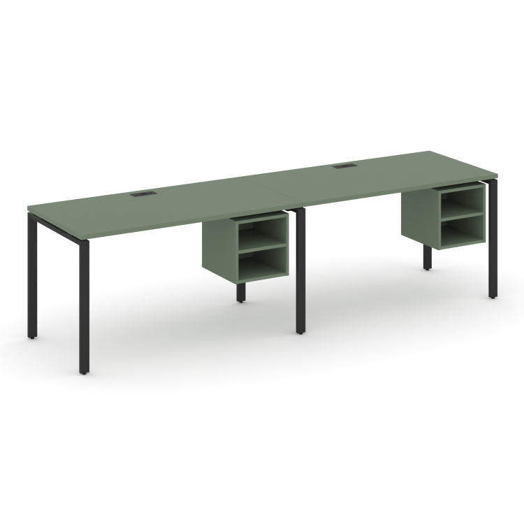 Concept Рабочая станция односторонняя с подвес. тумбами 2 места CN.ORS-106 Кобо/Металл Черный 2360*7