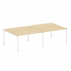 Metal System Рабочая станция на 4 места на П-образном м/к БП.СМ-4.3 Акация Лорка/Металл Белый 2800*1