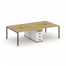 Concept Рабочая станция 4 места с 1 опорной тумбой CN.DRS-418 B Дуб Винченцо/Белый Бриллиант/Металл