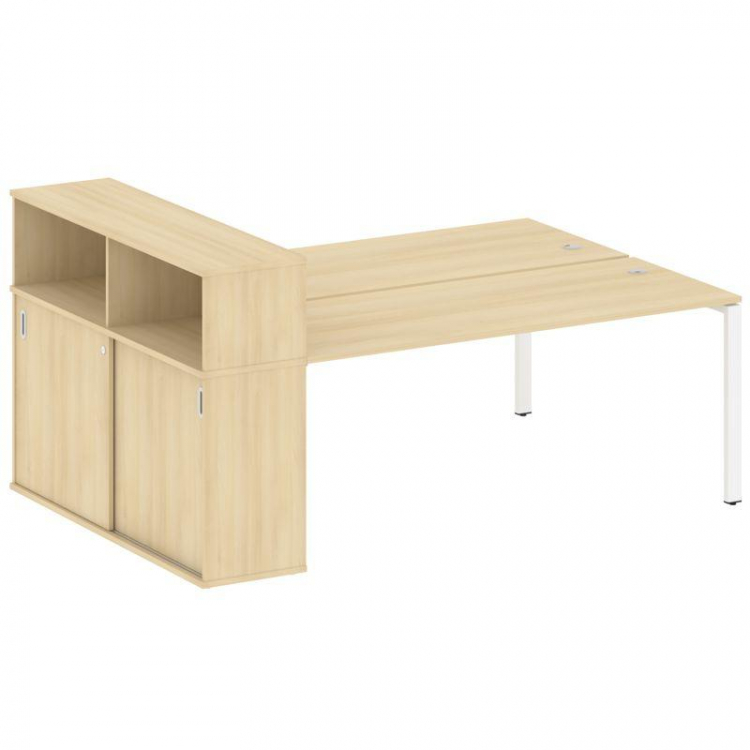 Metal System Рабочая станция с шкафом-купе на П-образном м/к БП.РС-СШК-2.5 Т Акация Лорка/Металл Бел