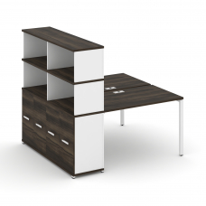 Concept Рабочая станция с опорным распаш. шкафом с надставкой выс. CN.DRS-230 W Дуб Мали/Белый Брилл