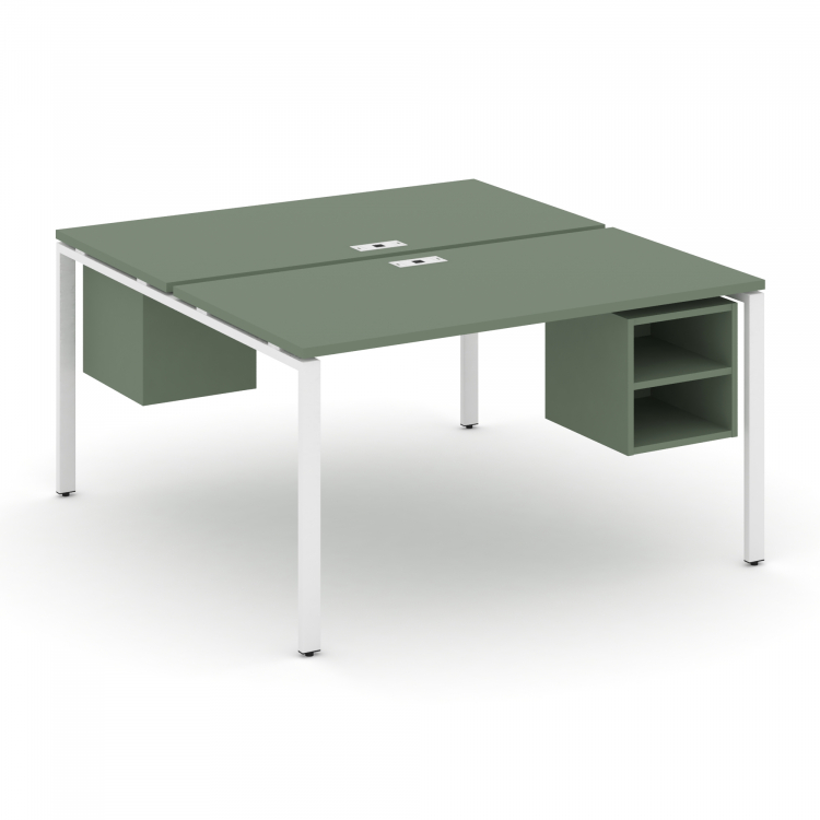 Concept Рабочая станция 2 сторонняя с подвесными тумбами на 2 места CN.DRS-107 Кобо/Металл Белый 138