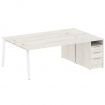 Metal System Рабочая станция с тумбой на А-образном м/к БА.РС-СТП-2.5 Дуб Наварра/Металл Белый 2212*