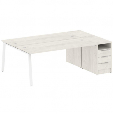 Metal System Рабочая станция с тумбой на А-образном м/к БА.РС-СТП-2.5 Дуб Наварра/Металл Белый 2212*