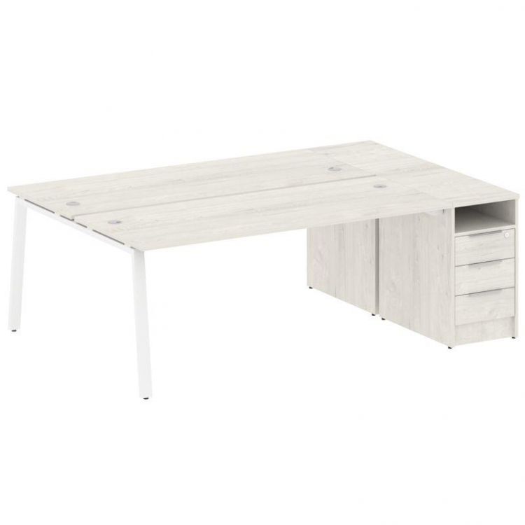 Metal System Рабочая станция с тумбой на А-образном м/к БА.РС-СТП-2.5 Дуб Наварра/Металл Белый 2212*