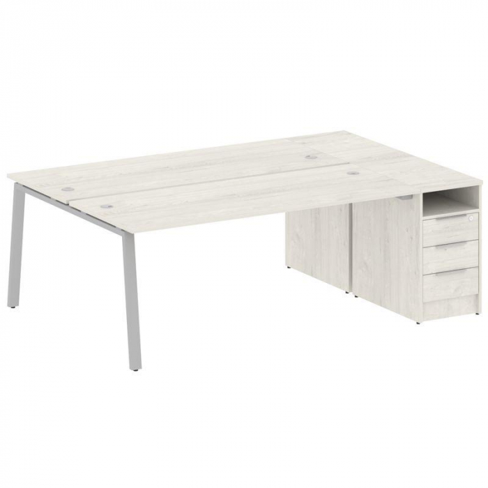 Metal System Рабочая станция с тумбой на А-образном м/к БА.РС-СТП-2.5 Дуб Наварра/Металл Серый 2212*