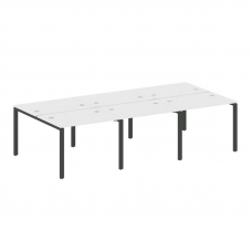 Metal System Рабочая станция на 6 мест на П-образном м/к БП.СМ-6.1 Белый/Металл Антрацит 3000*1475*7