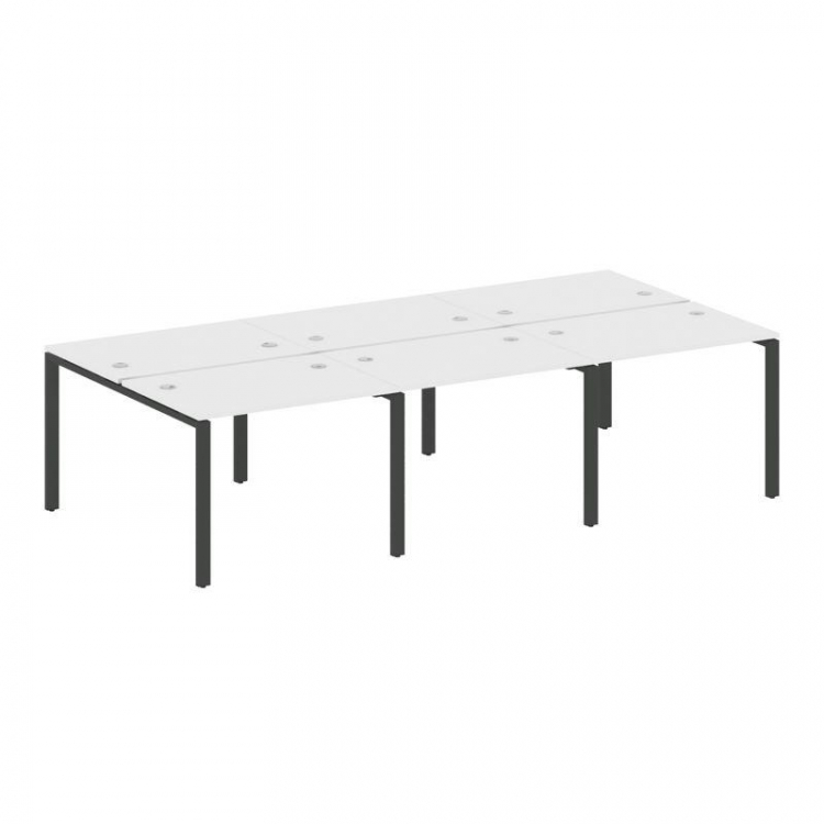 Metal System Рабочая станция на 6 мест на П-образном м/к БП.СМ-6.1 Белый/Металл Антрацит 3000*1475*7