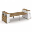Concept Рабочая станция с опорными распаш. шкафами с надставкой низ. CN.DRS-271 B Сандал Янтарный/Бе