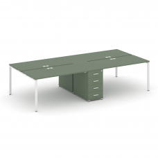 Concept Рабочая станция 4 места с 1 опорной тумбой CN.DRS-420 W Кобо/Металл Белый 3580*1480*750