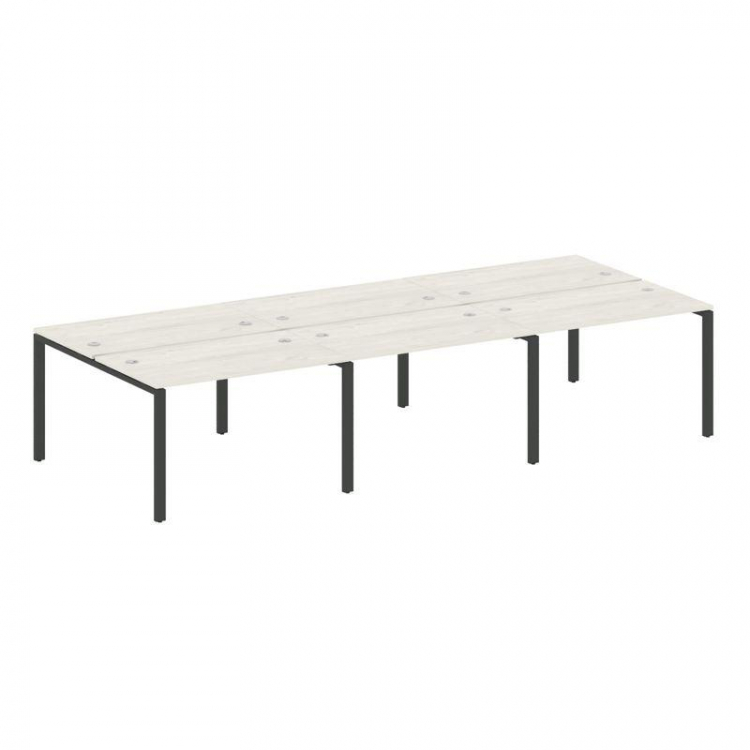 Metal System Рабочая станция на 6 мест на П-образном м/к БП.СМ-6.2 Дуб Наварра/Металл Антрацит 3600*