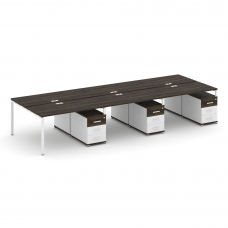 Concept Рабочая станция 6 мест с 3 двухсторонними опорными тумбами CN.DRS-351 W Дуб Мали/Белый Брилл