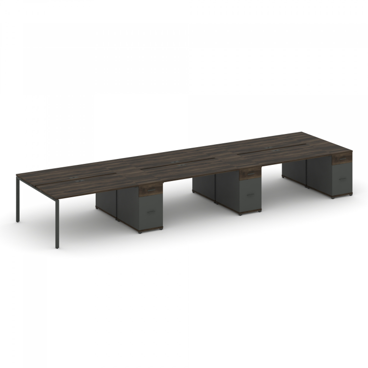 Concept Рабочая станция 6 мест с 3 опорными тумбами CN.DRS-461 A Дуб Мали/Антрацит/Металл Антрацит 4