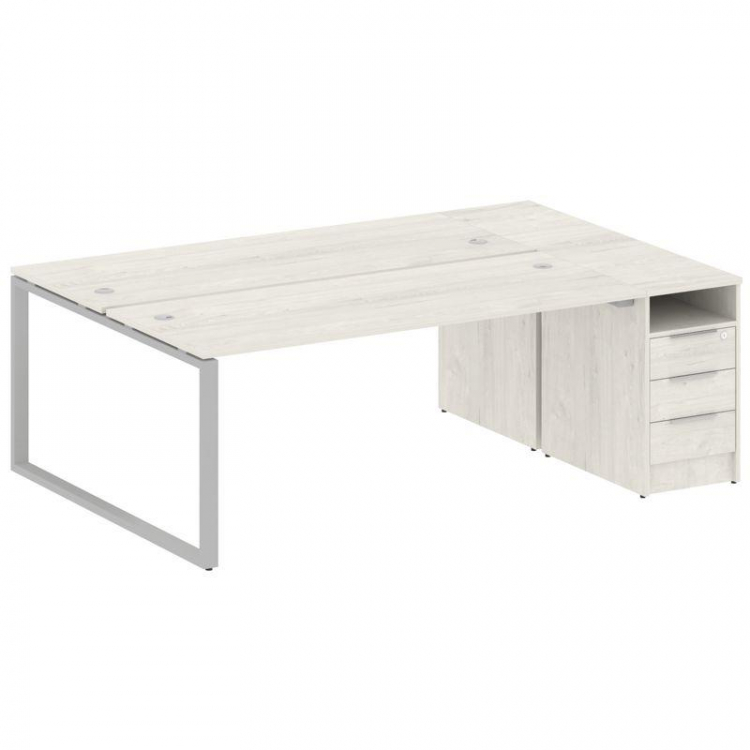 Metal System Рабочая станция с тумбой на О-образном м/к БО.РС-СТП-2.5 Дуб Наварра/Металл Серый 2212*