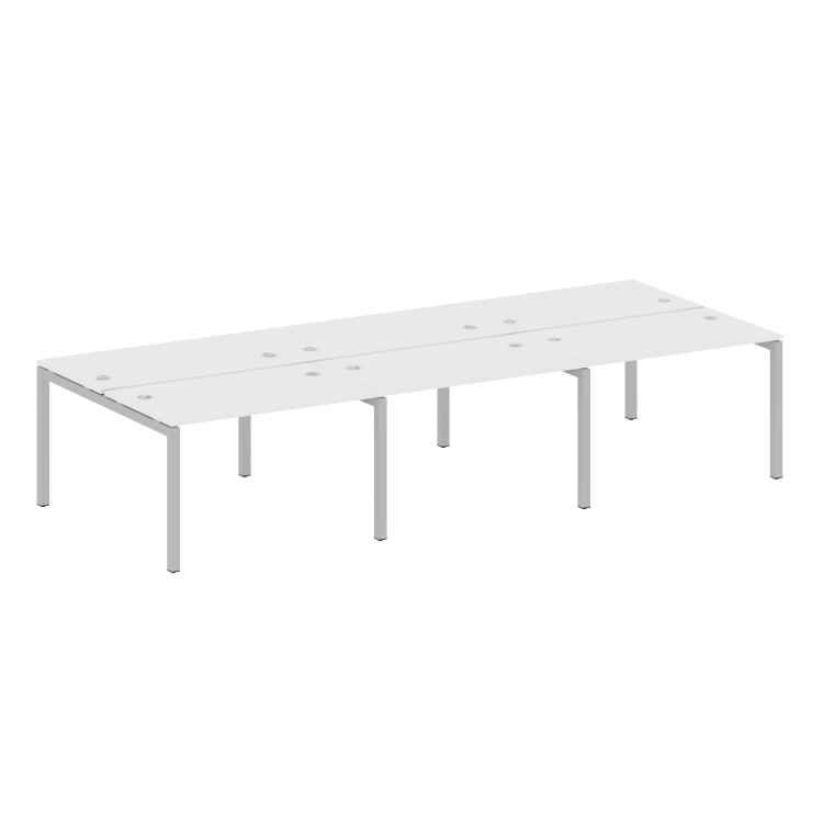 Metal System Quattro Рабочая станция на 6 раб. мест на П-образном м/к 50БП.СМ-6.2 Белый/Металл Серый