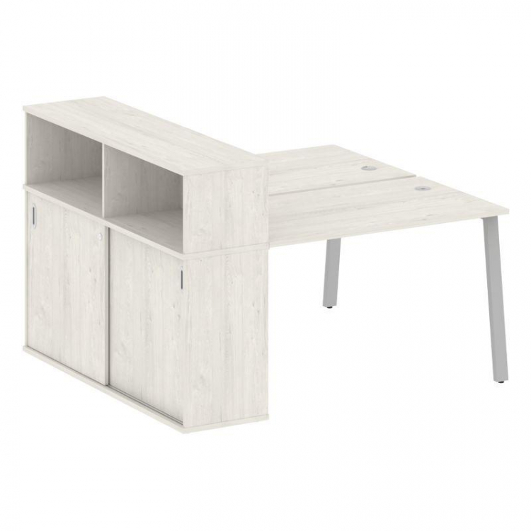 Metal System Рабочая станция с шкафом-купе на А-образном м/к БА.РС-СШК-2.2 Т Дуб Наварра/Металл Серы