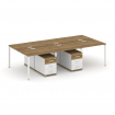 Concept Рабочая станция 6 мест с 2 двухсторонними опорными тумбами CN.DRS-341 W Сандал Янтарный/Белы