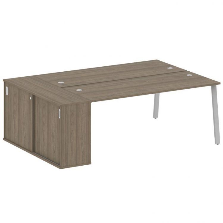 Metal System Рабочая станция с шкафом-купе на А-образном м/к БА.РС-СШК-1.5 Т Вяз Благородный/Металл