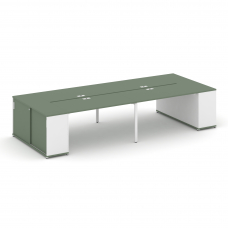 Concept Рабочая станция с опорными шкафами-купе CN.DRS-279 W Кобо/Белый Бриллиант/Металл Белый 3600*