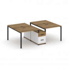 Concept Рабочая станция 4 места с двухсторонней опорной тумбой CN.DRS-313 B Сандал Янтарный/Белый Бр