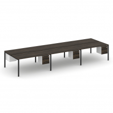 Concept Рабочая станция двухсторонняя с подвес. тумбами на 6 мест CN.DRS-156 B Дуб Мали/Белый Брилли