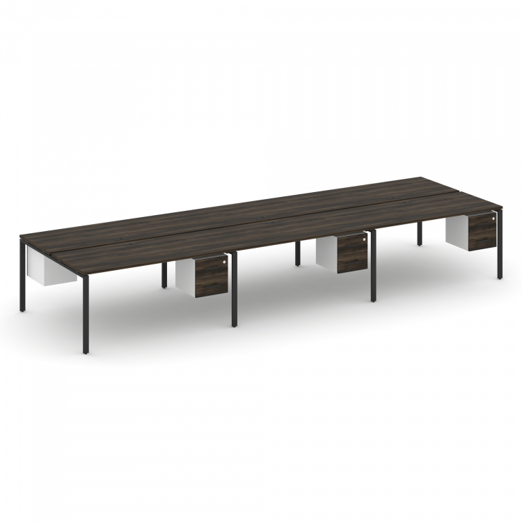 Concept Рабочая станция двухсторонняя с подвес. тумбами на 6 мест CN.DRS-156 B Дуб Мали/Белый Брилли