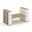 Concept Рабочая станция с опорными стеллажами с надставкой выс. CN.DRS-257 Дуб Винченцо/Белый Брилли