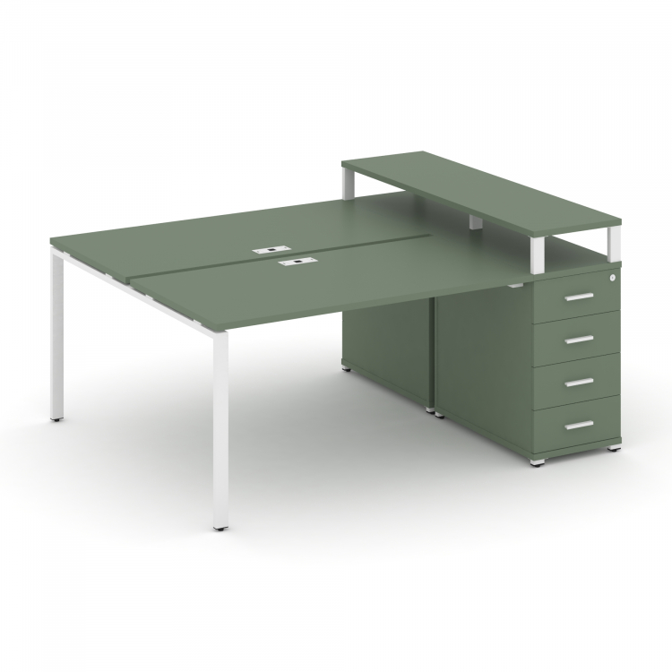 Concept Рабочая станция с 1 опорной тумбой CN.DRS-410 W Кобо/Металл Белый 1600*1480*917