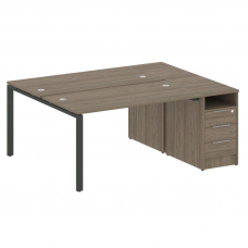 Metal System Рабочая станция с тумбой на П-образном м/к БП.РС-СТП-2.3 Вяз Благородный/Металл Антраци